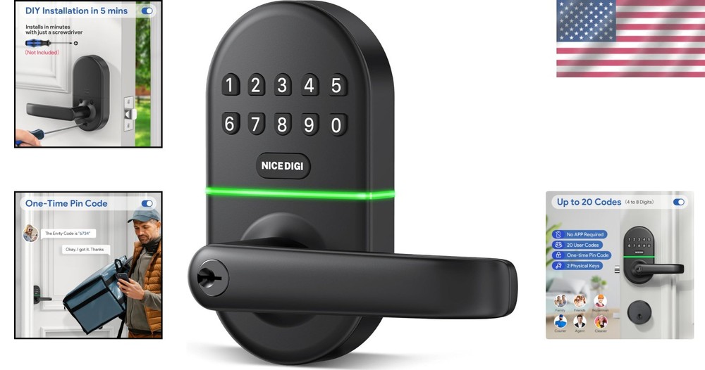 Touch-Control Door Lock: Easy Installation, Night Use Keypad