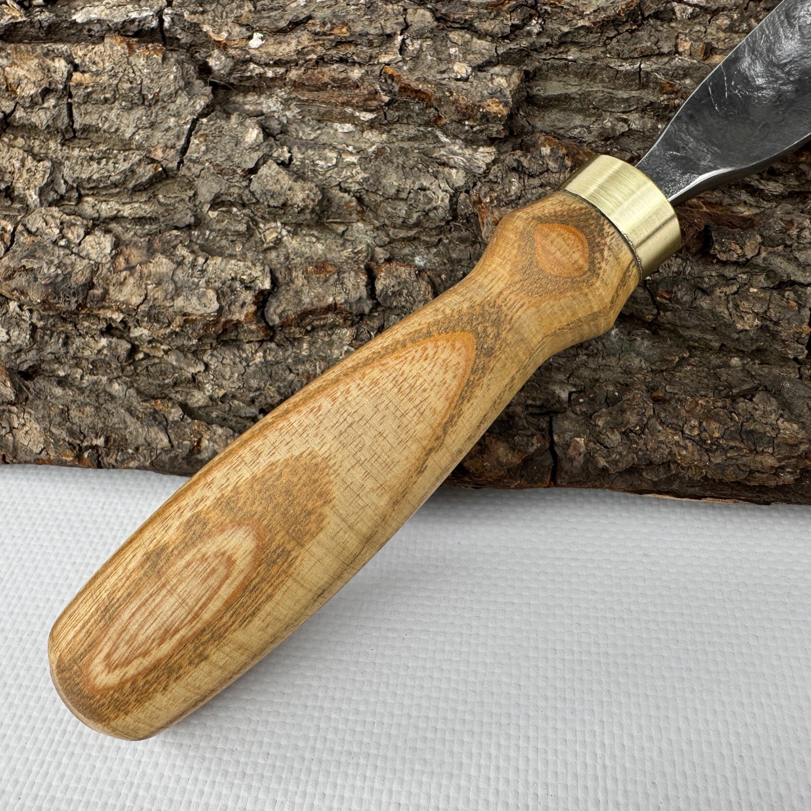 Wood Carving Gouge – Hand-Forged 52100 Steel, Ash Handle, Sharp Curved Chisel