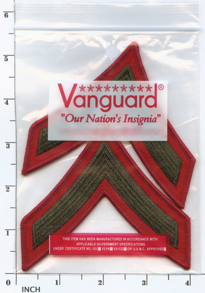 USMC Private First Class PFC Marines E2 Chevrons PATCH set! green/red for Greens