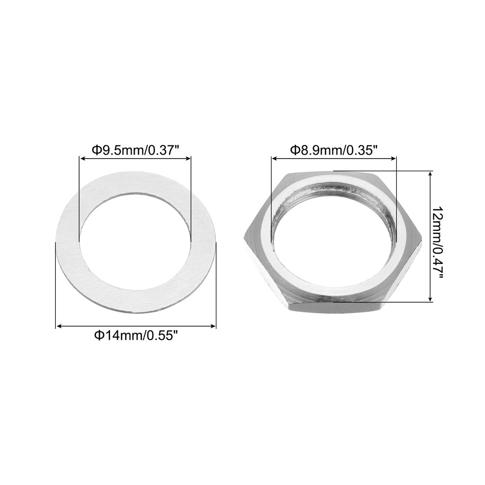 6 Set Guitar Nuts and Washers 3/8" Guitar Input Output Jack Socket Nuts Silver