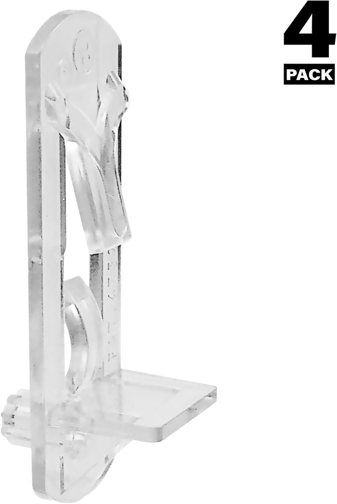Self-Locking Shelf Support Pegs - 1/4" Diameter Clear Plastic, 4 Pack