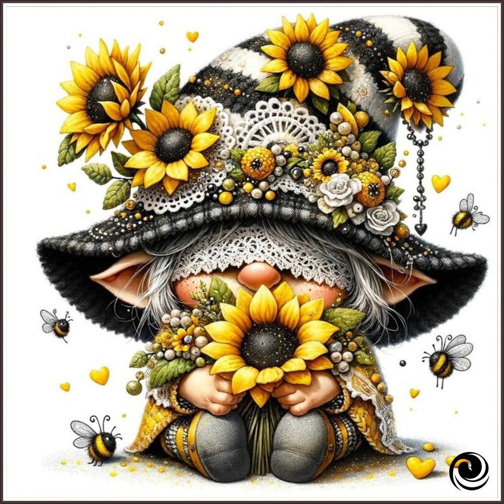 Sunflower Gnome - Chart Counted Cross Stitch Pattern Needlework 1489