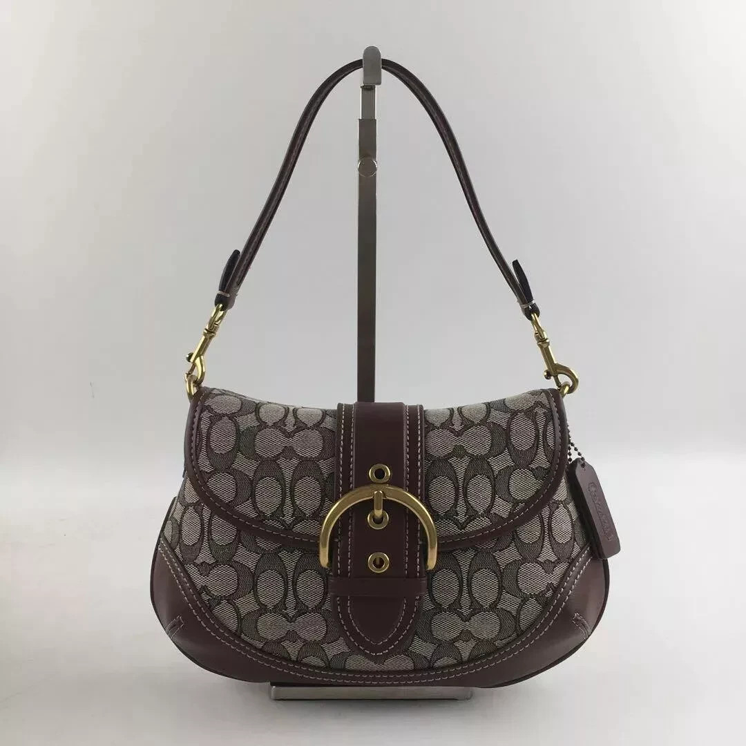 Coach CJ814 Soho Bag Signature Jacquard Maple Brown Shoulder Handbag Outlet