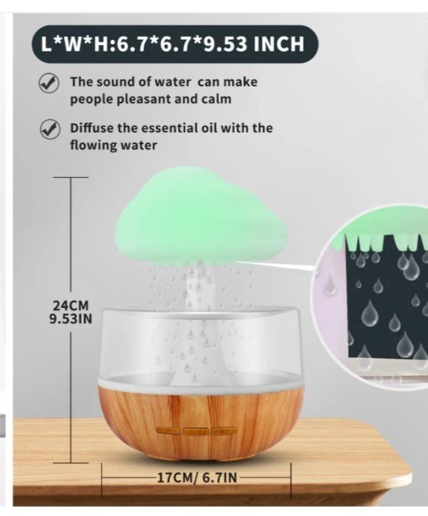 Cloud-Inspired LED Humidifier & Diffuse 7-Color Changing Lights USB-C Charging