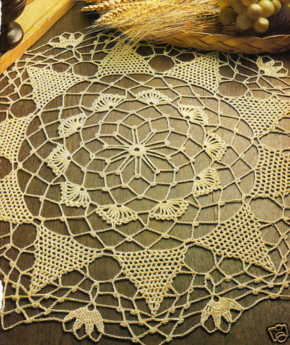 PRETTY Fans & Triangles Doily/ Crochet Pattern INSTRUCTIONS ONLY