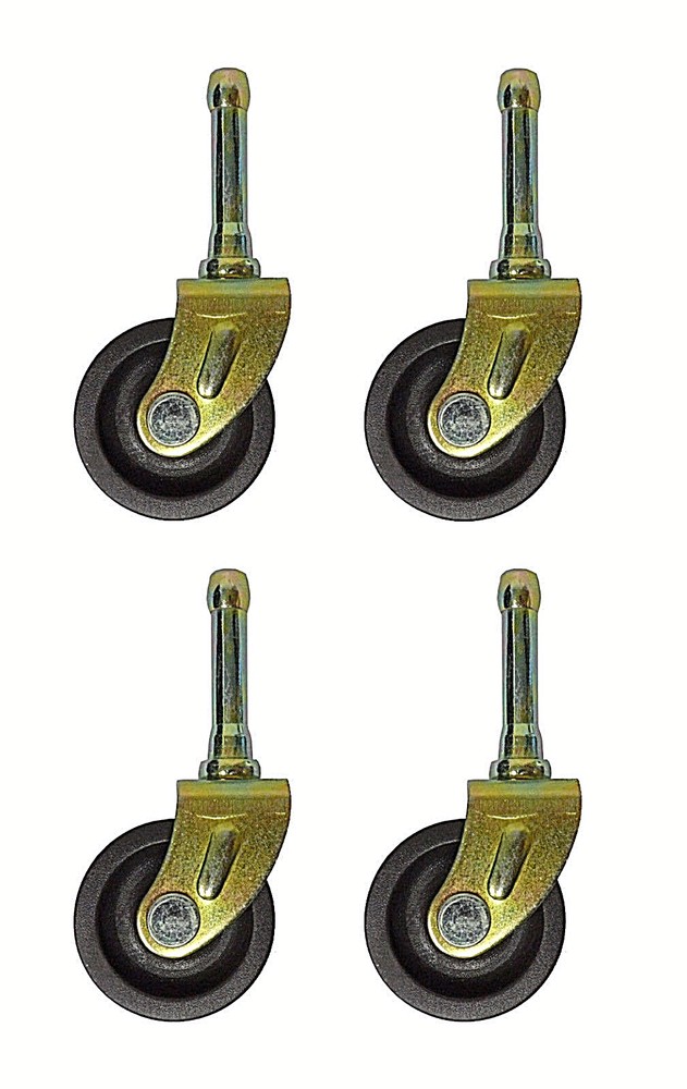 SET OF (4) BED  FRAME LOW CASTER WHEELS WITH SOCKET INSERTS