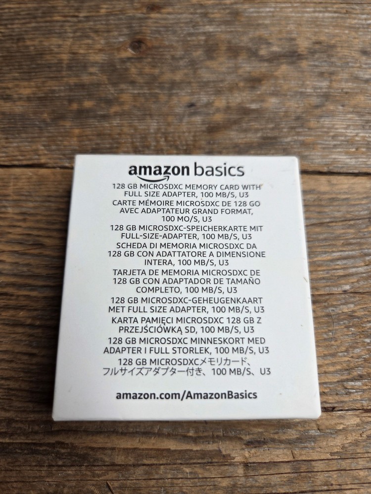 Amazon Basics 128GB Micro SDXC Memory Card with Full Size Adapter, A2 NEW Open