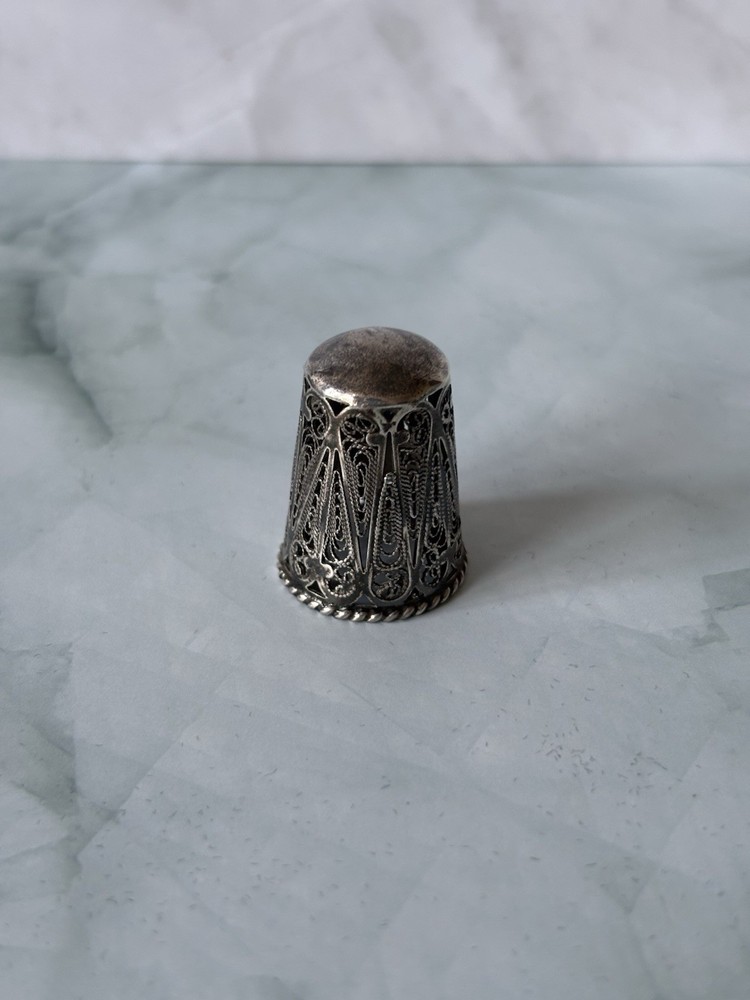 Spanish Silver Filigree Thimble Unmarked Gift Sewer Art