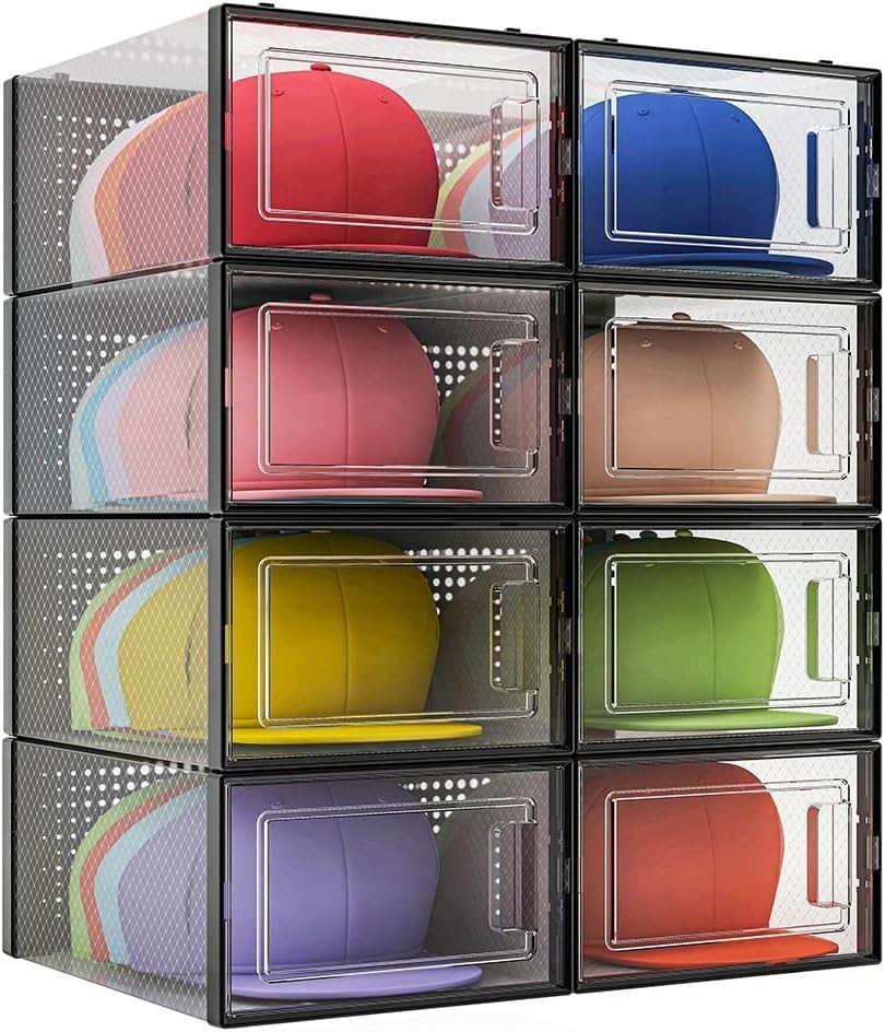 Hat Organizer for Baseball Caps, Hat Storage Box Showcase, Baseball Caps Coll...