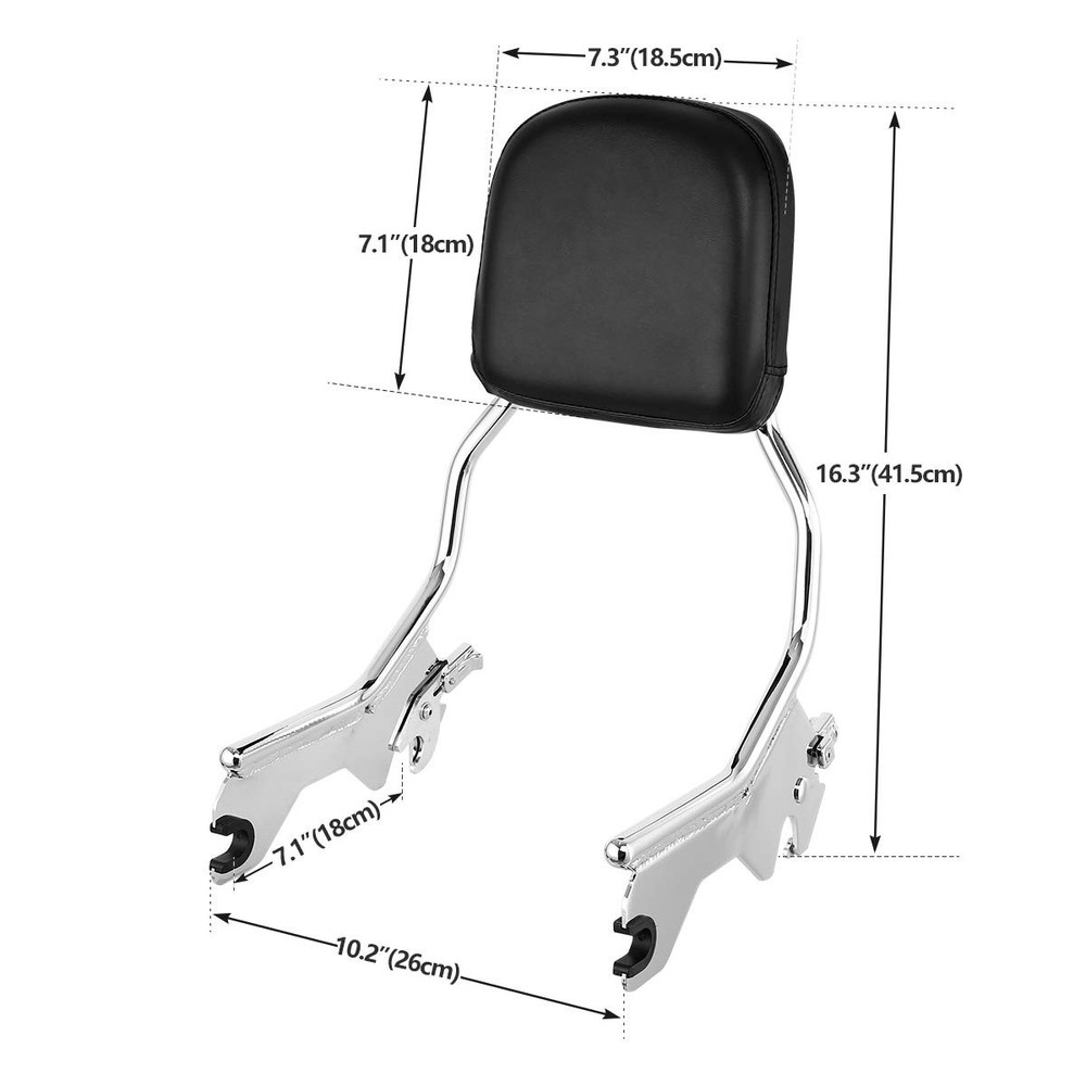 Quick-Release Sissy Bar w Backrest Pad for Softail 18-Later Chrome