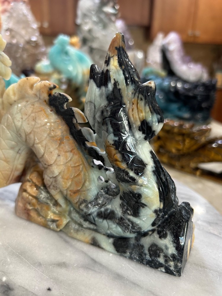 Gorgeous Amazonite Dragon hand carved very unique