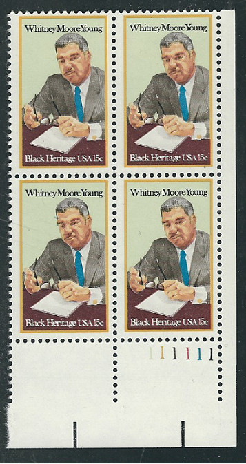 Scott # 1875...15 Cent.. .Whitney Young.... 2 Plate Blocks