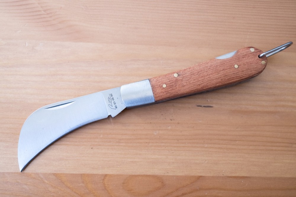 Hawkbill Knife Old School Wood Handle Lock Sharp OG Classic