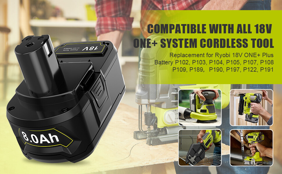 2PACK For RYOBI 18V 8.0Ah P108 High Capacity Battery 18Volt Lithium-Ion One Plus