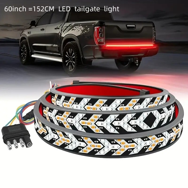 LED Tailgate Light Bar 60" Triple Row 5-Function Strip for Pickup Trailer SUV