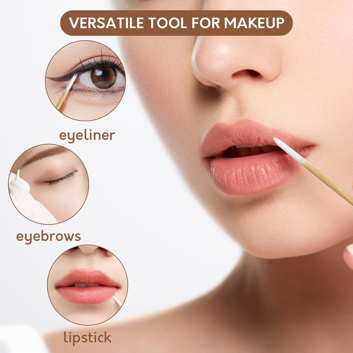 800PCS Pointed Cotton Swabs with Storage Case - 4 Inch Microblading Precision Ti