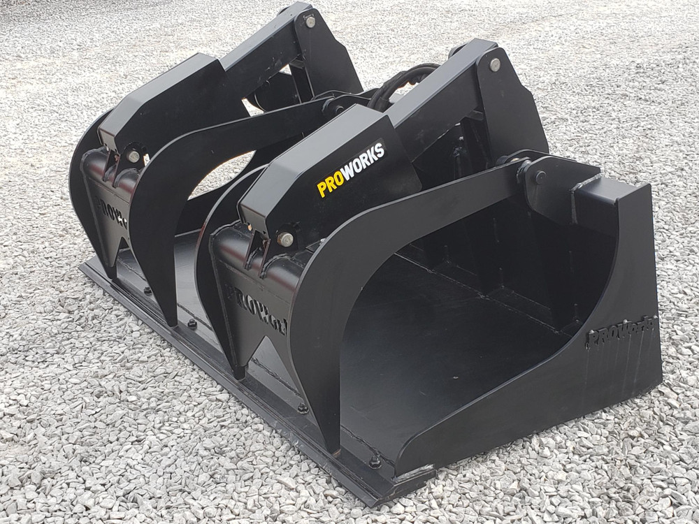 66″ Severe Duty Solid Bottom Bucket Grapple with Bolt on Edge Fits Skid Steer QA
