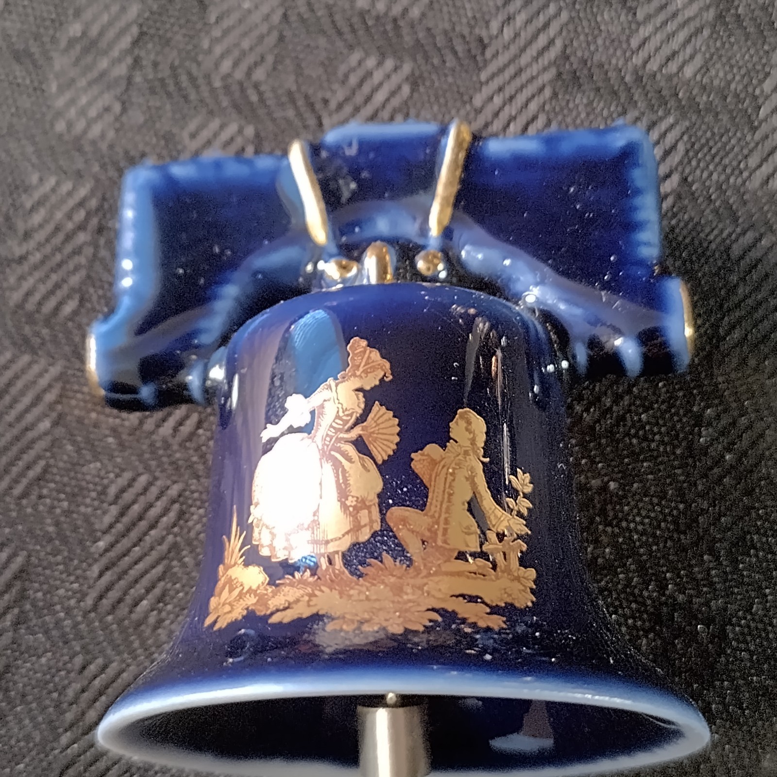 Limoges Cobalt Blue and Gold Miniatures Courting Couple Set Of 7 Pieces