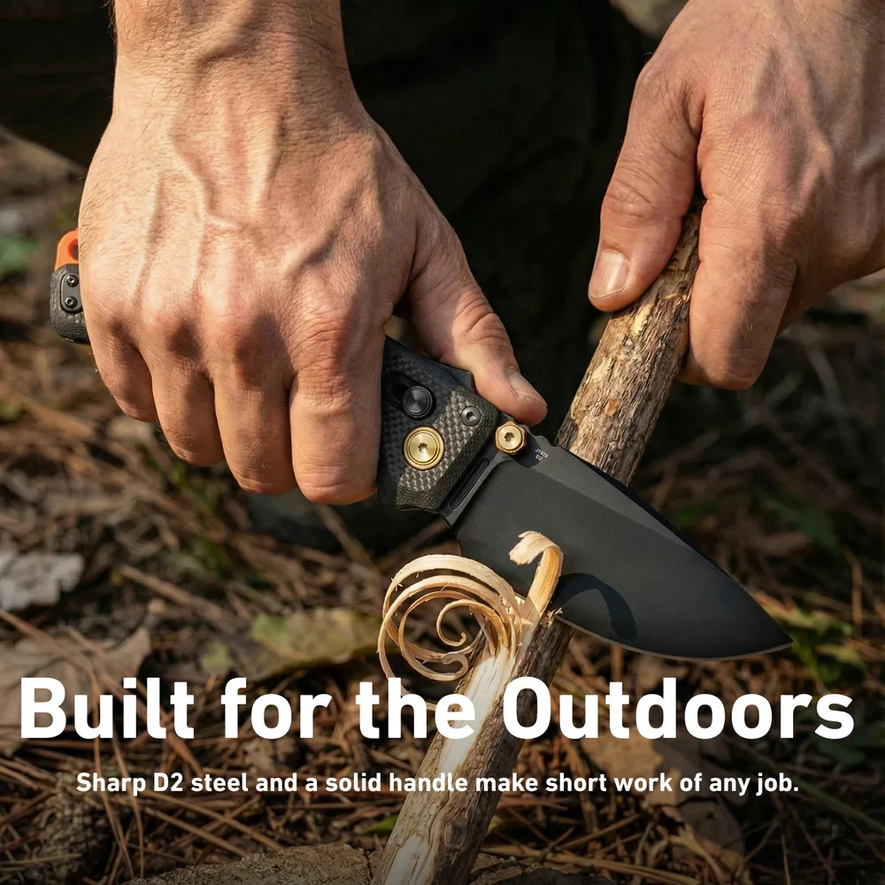 CJRB Doubletap Folding Knife 3⅞" D2 Tool Steel Drop Point Blade Black G10 Handle