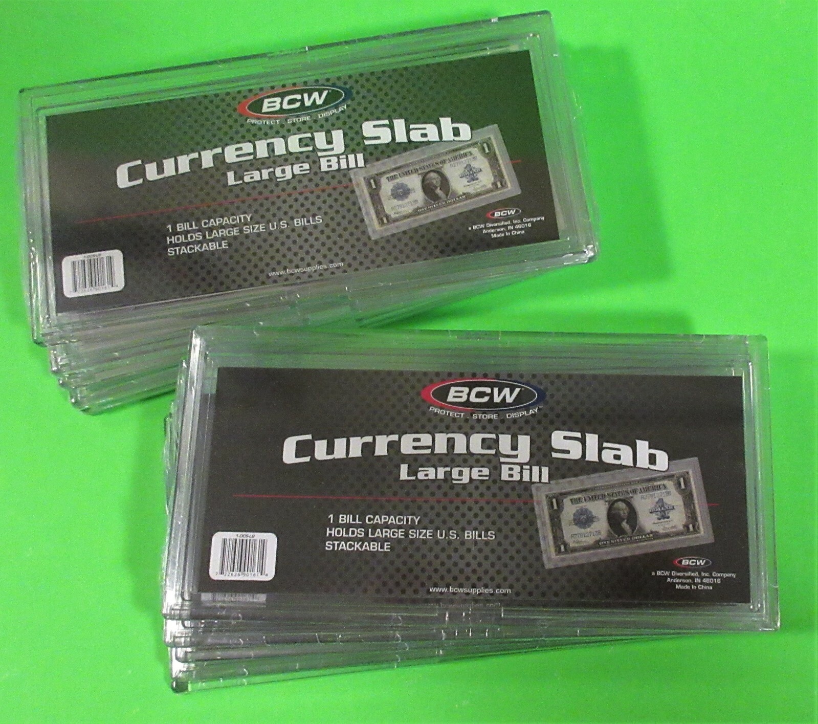 10 DELUXE CURRENCY SLAB LARGE BILL - RIGID, HOLDS 1 U.S. BILL & OTHER CURRENCY