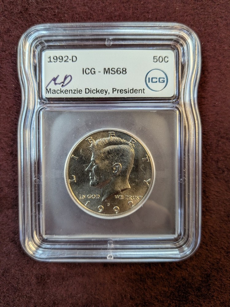 1992-D Kennedy Half Dollar ICG MS68 Mackenzie Dickey Signed