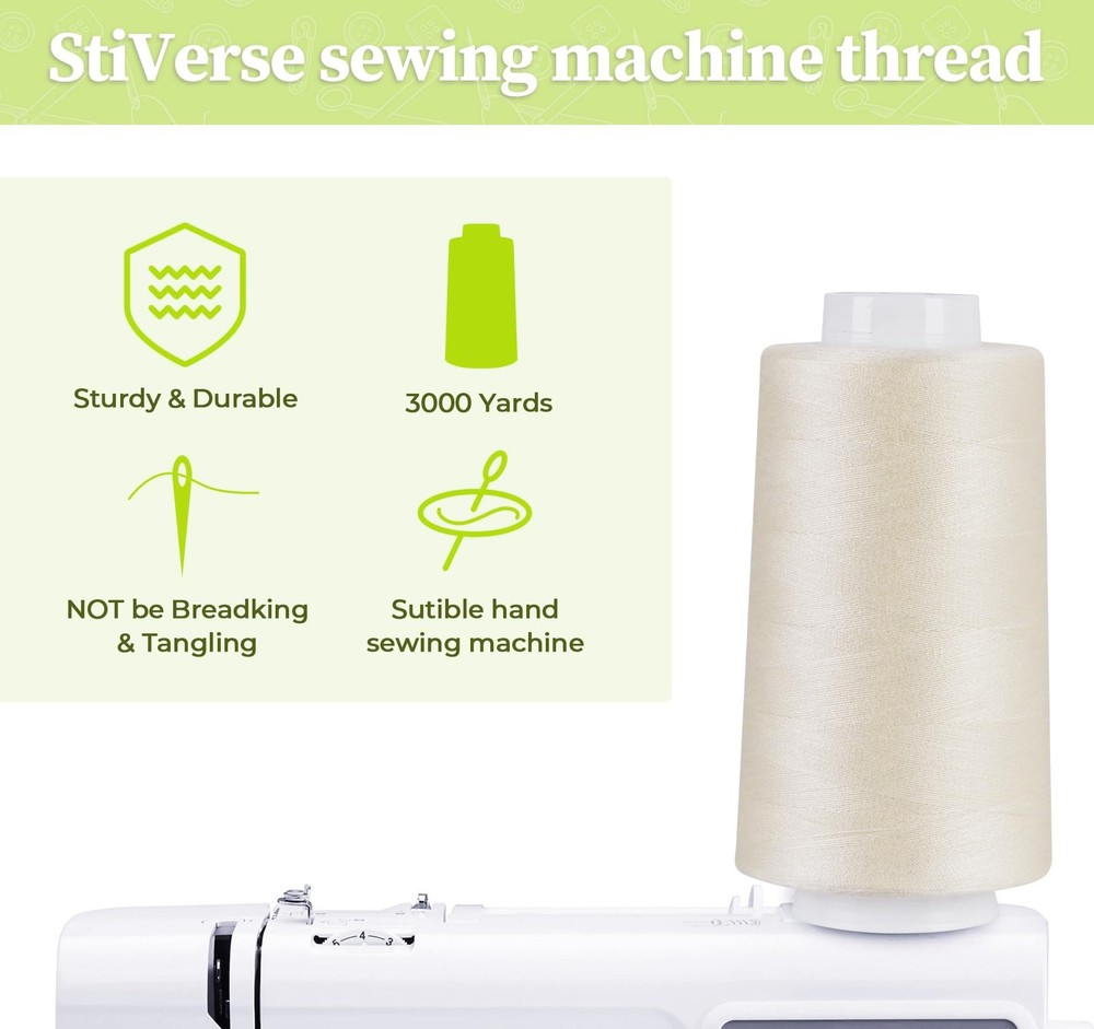 4 PCS Light Beige All Purpose Polyester Sewing Thread 3000 Yards Each Craft