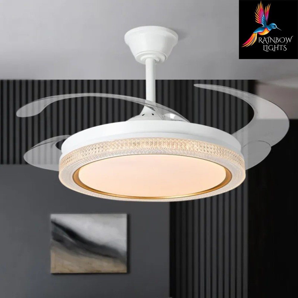 Modern Style LED Ceiling Fan Light with Retractable Blades & Remote Control