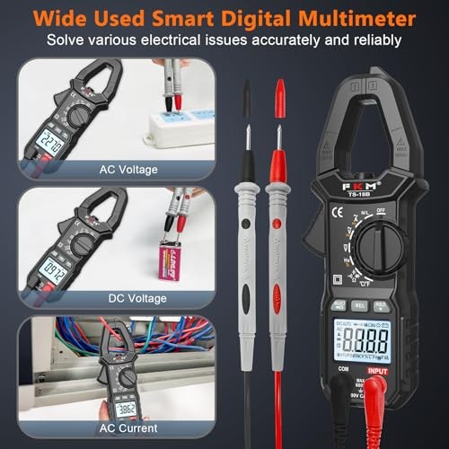 Clamp Meter,TRMS 6000 Counts Digital Clamp Black-(AC Current)Clamp Meter