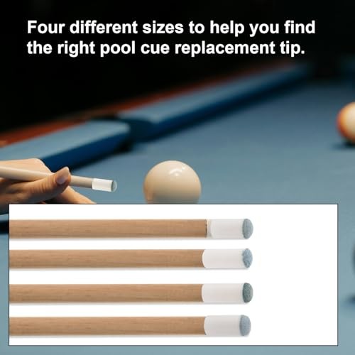 60pcs Slip-On Pool Cue Tips Replacement Kit, 4 Sizes Billiard Stick Ferrules