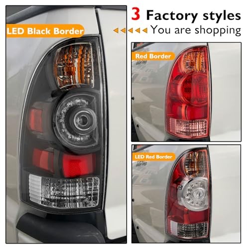 Tail Light Assembly Compatible with 2005-2015 Tacoma Tail Lights Black Border