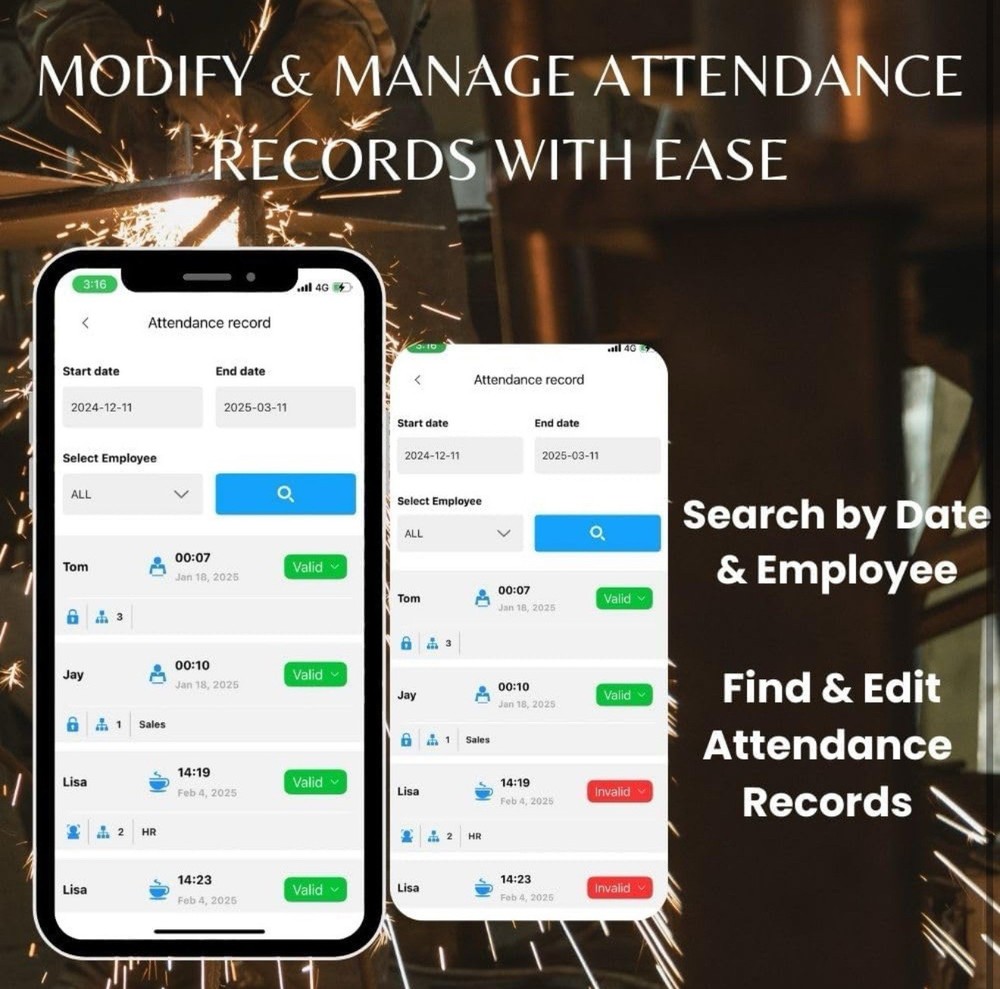 App-Based Time Clock–Employee Fingerprint Attendance, iOS/Android w/10 IC Cards