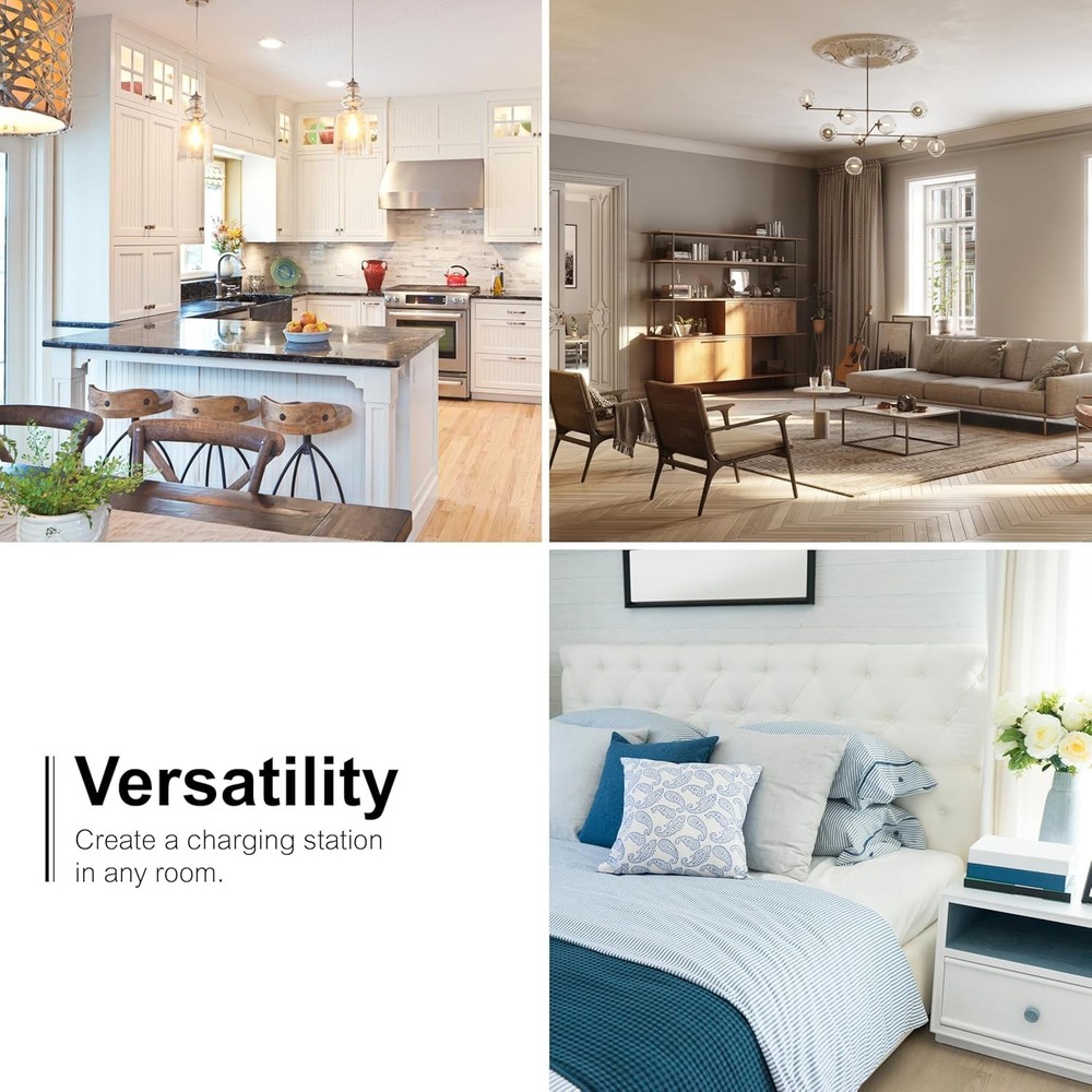 Space-Saving 6-Outlets Power Strip with Reset Button - Listed White Adapter