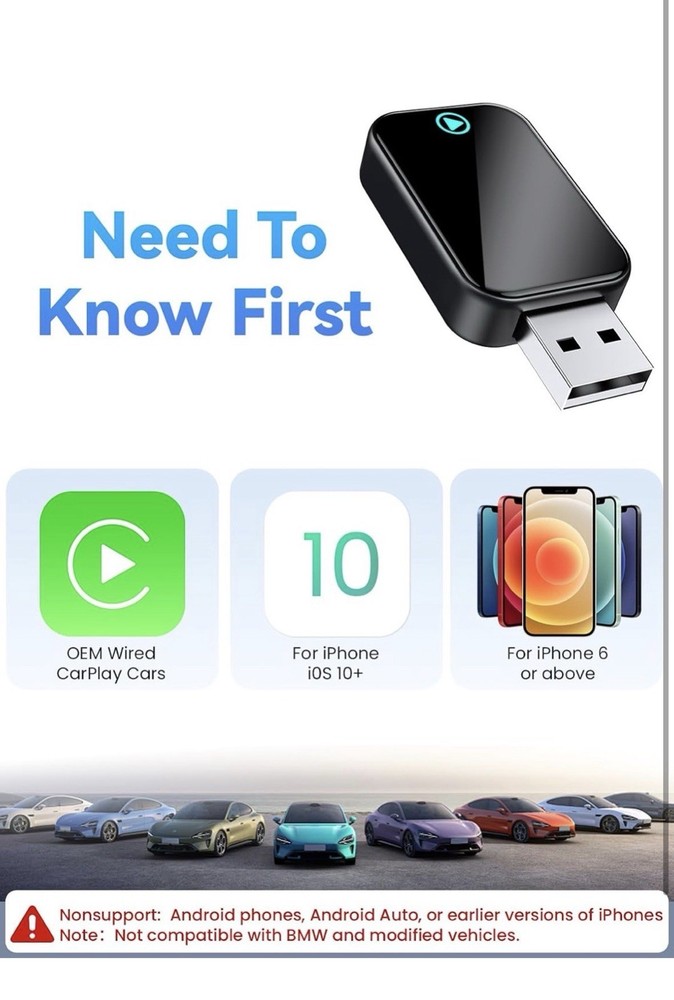 Wireless CarPlay Adapter Wireless Carplay Dongle For iPhone Apple Plug&Play