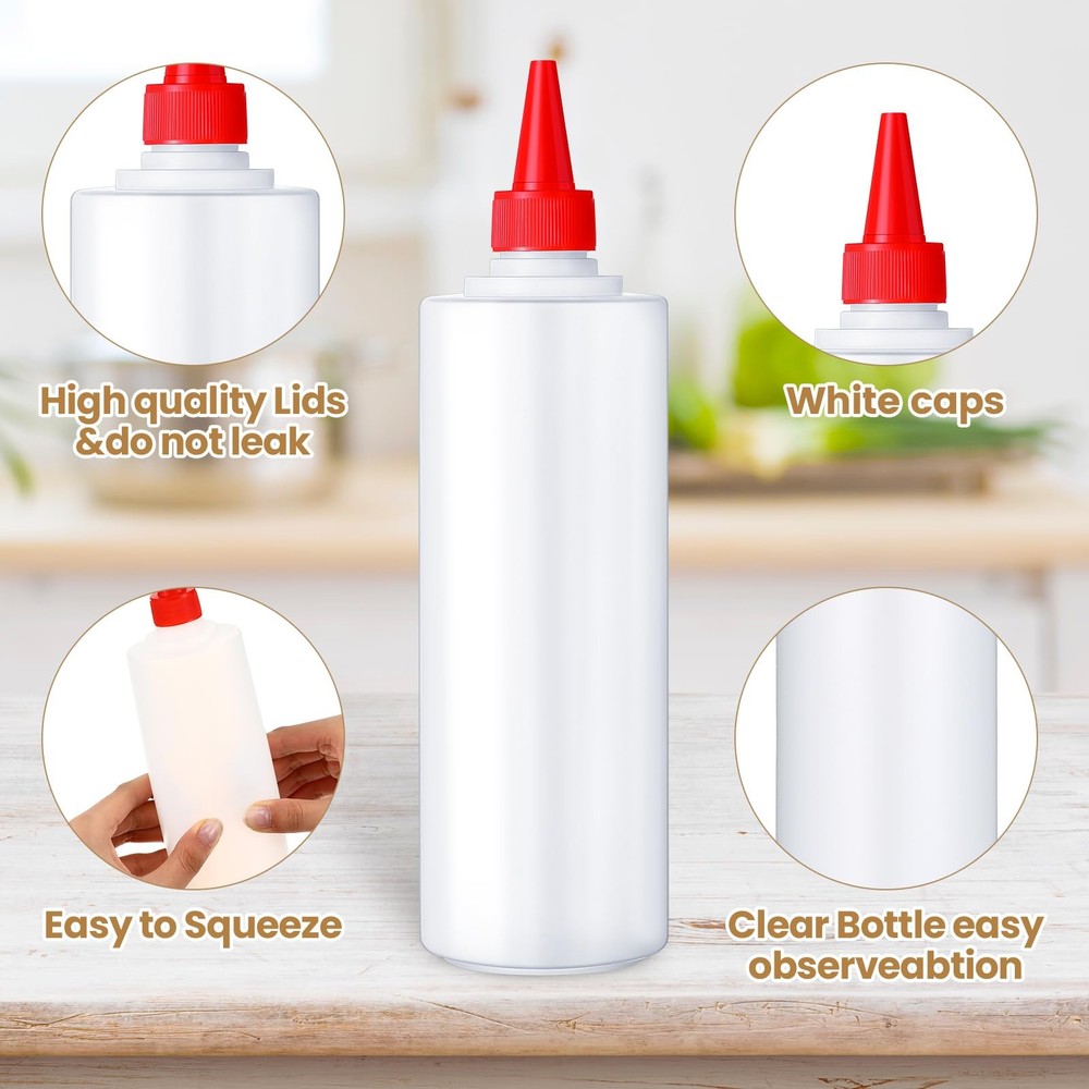 30 Pack Plastic Condiment Squeeze Bottles for Sauces Empty Squirt Bottle with...