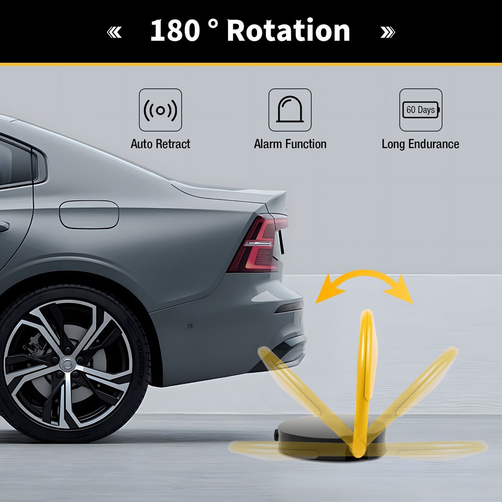 Automatic Parking Space Lock Remote Control Yellow Parking Barrier Waterproof US