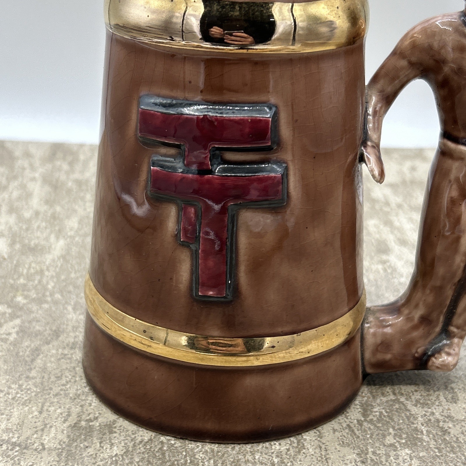 Texas Tech Glass Mug/Stein With Raised Emblem Football Handle