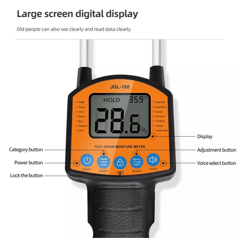 Professional Portable Moisture Tester Hay Moisture Meter Humidity Sensor