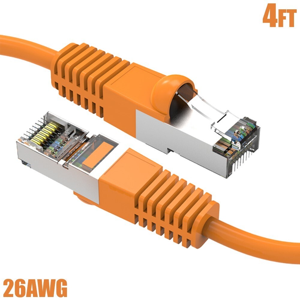 4FT Cat5E RJ45 Ethernet LAN Network FTP Shielded Patch Cable Pure Copper Orange