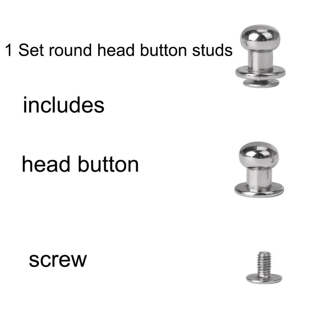 50 Set 4mm Ball Head Stud Rivets Screw Back Round Head Button Nipple Rivet fo...