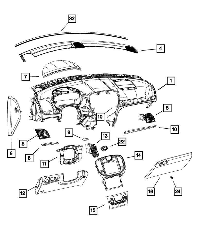 Genuine Mopar Instrument Panel Applique 68274742AA