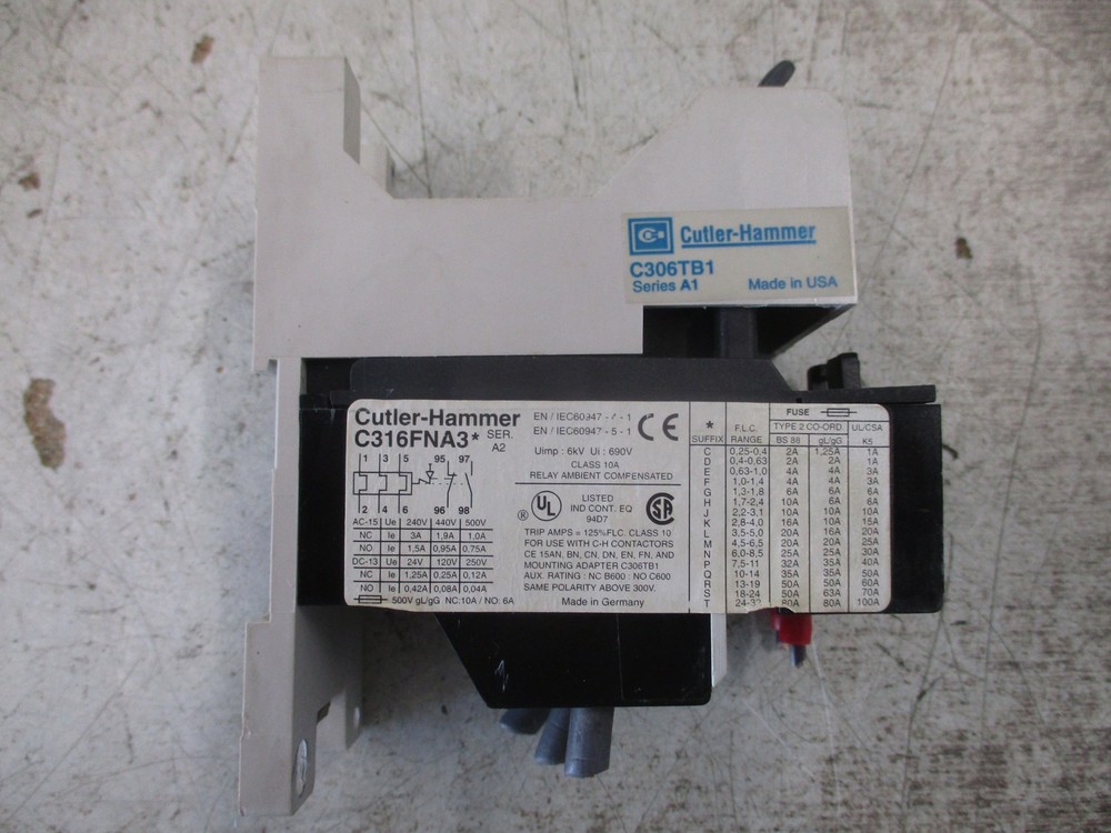 Cutler-Hammer Solid State Overload C316FNA3* Ser. A2 Trip: 6-8.5A