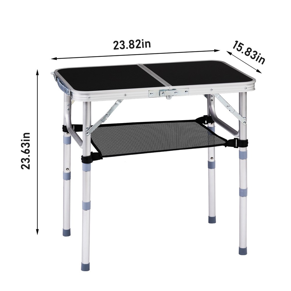 Outdoor Folding Camping Table, 2ft Portable Pinic Table with 3 Adjustable Height