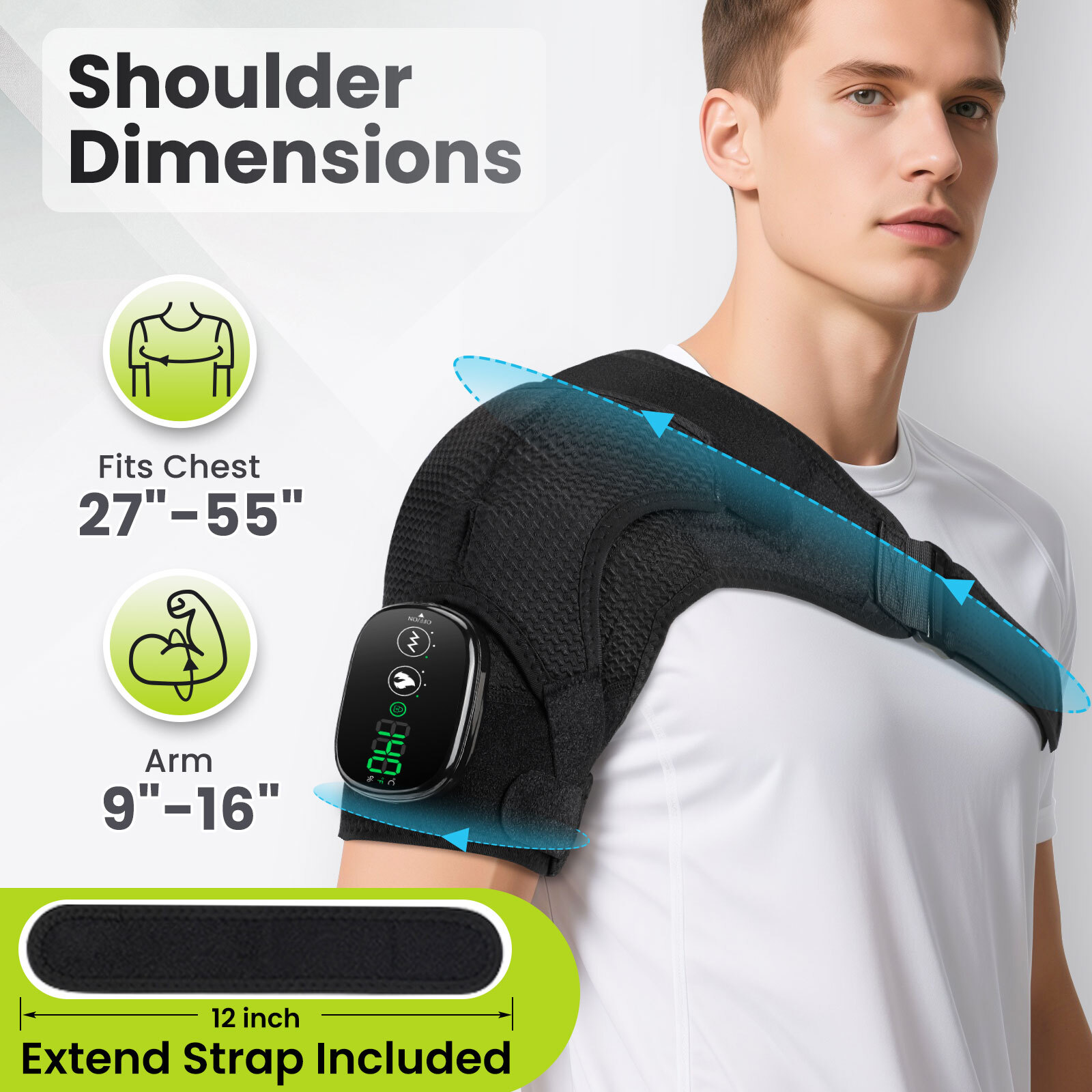 Electric Heated Vibration Shoulder Massager Brace Rotator Cuff Joint Pain Relief