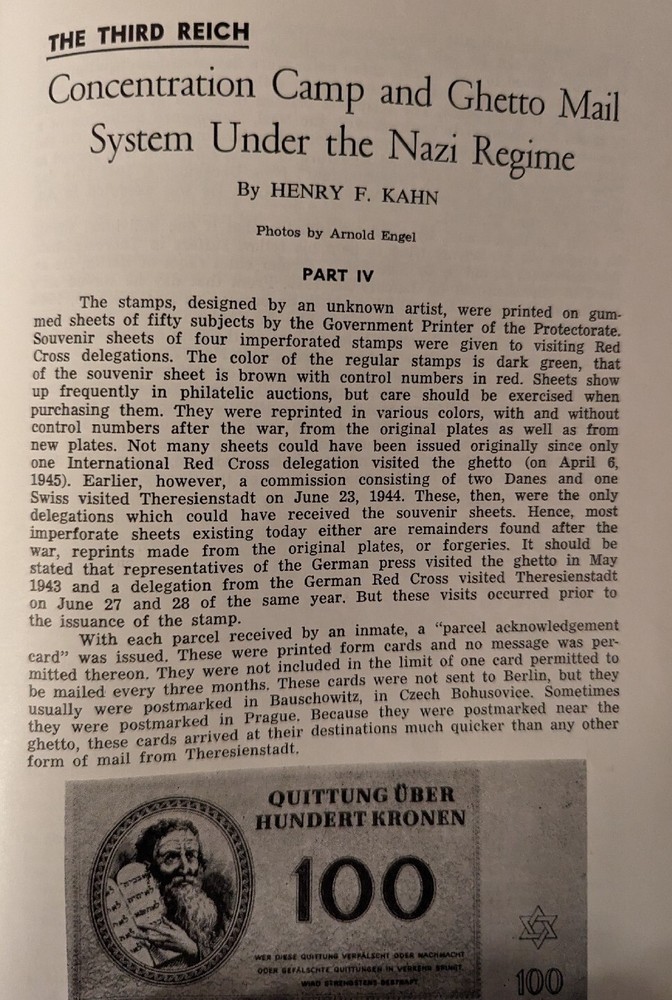 German Postal Specialist Feb 1967 Jakob Fugger Concentration Camp & Ghetto Mail
