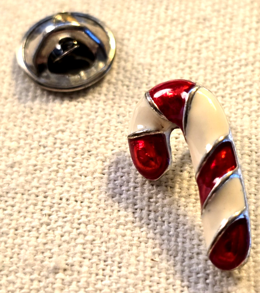 CANDY CANE ENAMEL PIN MADE IN USA