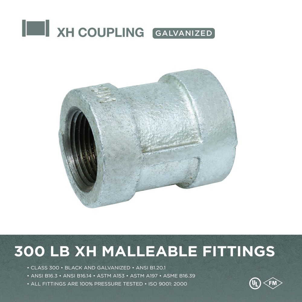 Extra Heavy Coupling Malleable 1/2" FNPT Threaded, Galvanized