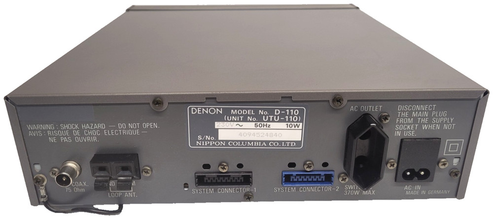 Denon UTU-110 AM-FM Tuner Personal Component System Power Tested Only