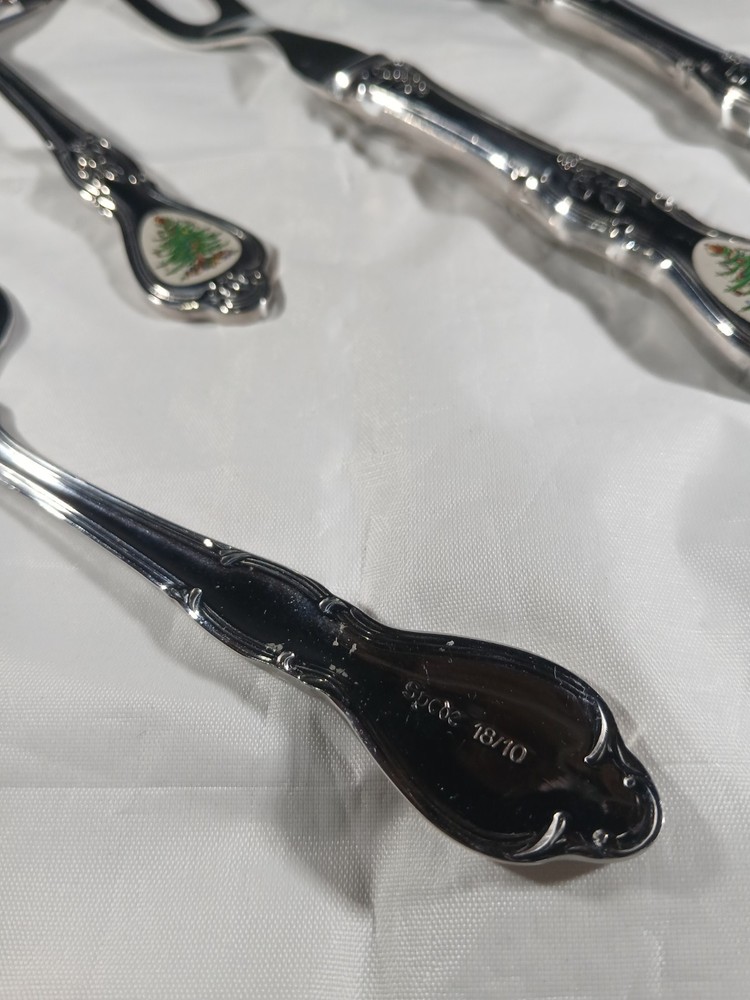 Spode Christmas Tree Serving Utensil Set 4 Piece Fork.knife.grader.cake Server