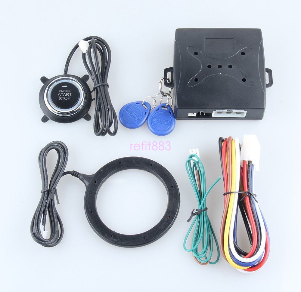 Car Push Start Button RFID Lock Engine Starter Ignition Car Alarm Keyless Entry