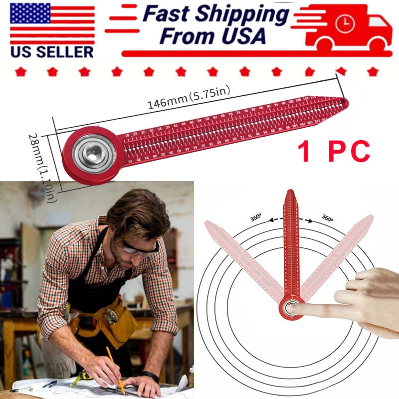 1PC Precision Marking Woodworking Scriber Compass Hole Ruler Measuring Tool